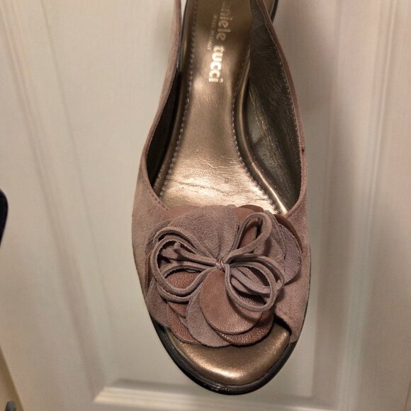 DANIELE TUCCI Women's Brushed Suede Leather Upper Open Toe Slingback Heels 7.5M - Picture 11 of 15
